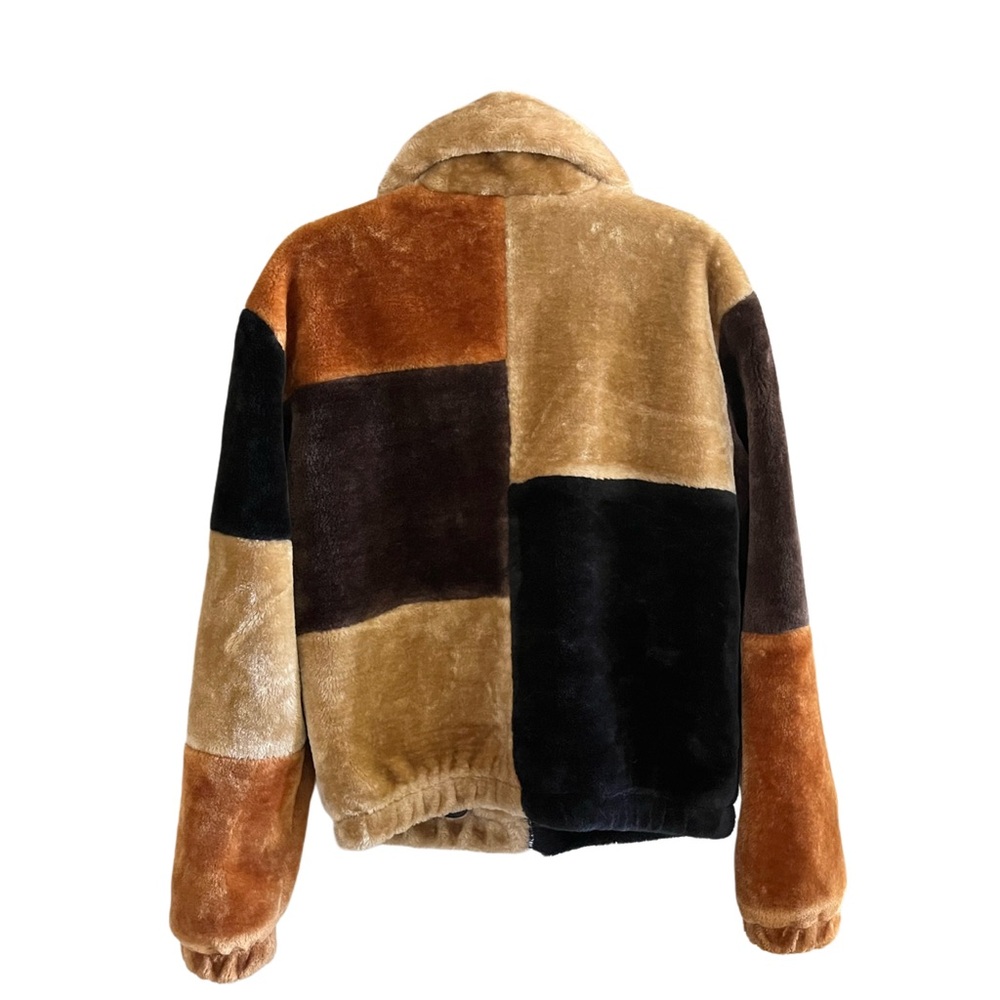 Urban Outfitters Streetwear Colorblock Men's/Unisex Money Faux Fur Jacket Sz S - Picture 5 of 7
